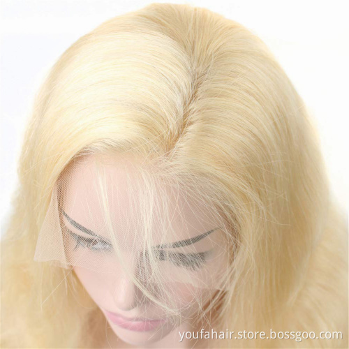 Cuticle Aligned 613# Color Human Hair HD Full Lace Wig 13*4 Inch Transparent Lace Front Wigs Blonde Glueless Virgin Hair Wigs
